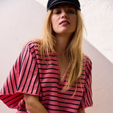 Speezys Kaftan Top French Stripe Desert Rose Night Blue