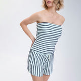 Speezys Strapless Top French Stripe Glacier Night Blue