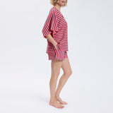 Speezys Kaftan Top French Stripe Desert Rose Night Blue