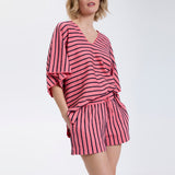 Speezys Kaftan Top French Stripe Desert Rose Night Blue