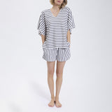 Speezys Kaftan Top French Stripe Offwhite Night Blue