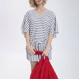Speezys Kaftan Top French Stripe Offwhite Night Blue