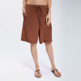 Speezys Silk Knee Shorts Brown