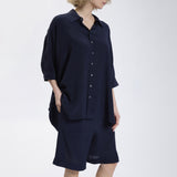 Speezys Silk Shirt Dark Navy