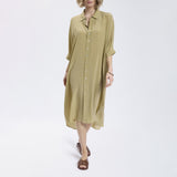 Speezys Silk Shirt Dress Gray Green