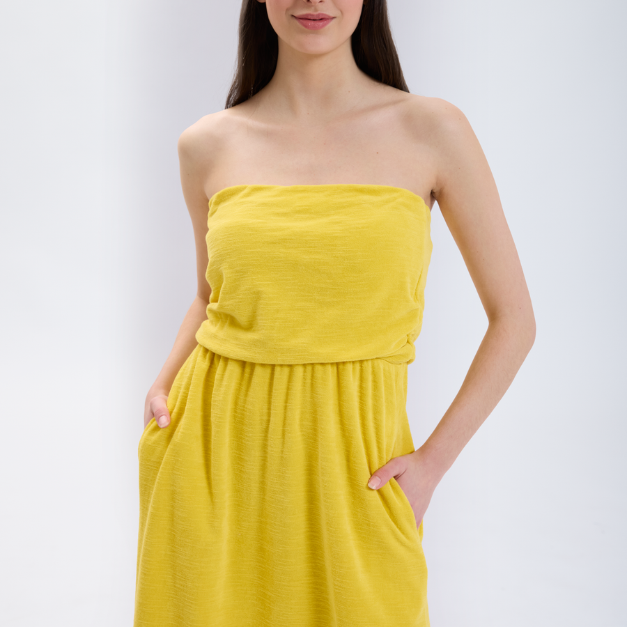 Speezys Strapless Dress Lemon Yellow