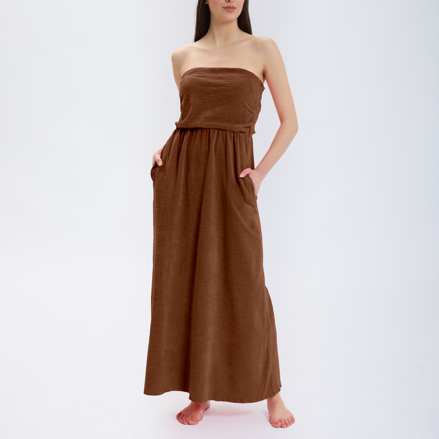 Speezys Strapless Dress Toffee	Brown